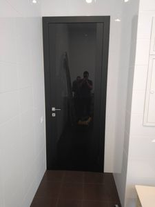 Установлено новое дверное полотно, отрегулированы петли, закреплена ручка, проверена плавность открывания и закрывания, обновлён внешний вид, улучшена функциональность.