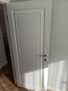 Установлено новое дверное полотно, отрегулированы петли, закреплена ручка, проверена работоспособность замка, обеспечена плавная работа конструкции, улучшен внешний вид помещения.