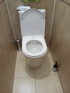 Установлено новое сантехническое оборудование, подключено к водопроводу и канализации, закреплено на полу, проверена герметичность соединений, проведена чистовая отделка, убран мусор.