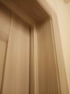 Установлена новая створка, закреплены петли, отрегулированы зазоры, зафиксирована коробка, добавлены наличники, проверена плавность открывания и закрывания, обеспечена надежная фиксация.