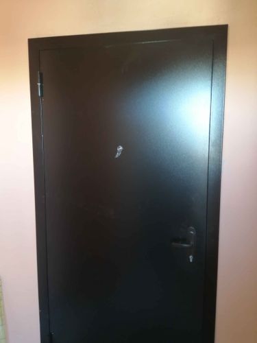 Установлена новая металлическая дверь, заменены петли, отрегулирован замок, обновлена ручка, проверена герметичность, устранены скрипы, улучшена звукоизоляция, обеспечена надежная защита.