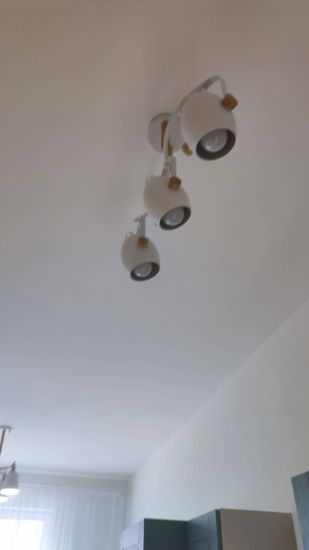 Установлено новое осветительное устройство на потолок, подключены провода, закреплена конструкция, проверена работоспособность. Все элементы надежно зафиксированы, обеспечена безопасность эксплуатации.