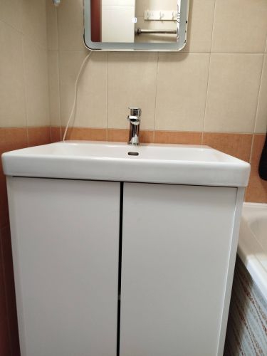 Установка комплекта: Тумба + Раковина + смеситель + зеркало