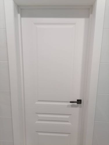 Установлена новая деревянная створка, закреплена в проеме, отрегулированы петли, врезана ручка, обеспечена плавная работа. Завершено оформление наличников, проверена звукоизоляция.