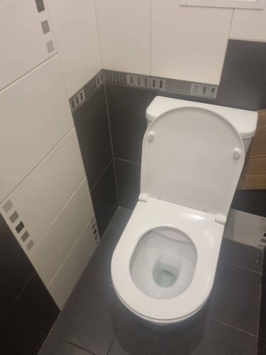 Установлено сантехническое оборудование, подключено к водопроводу и канализации, закреплено на полу, проверена герметичность соединений, выполнена регулировка сливного механизма, произведена уборка.