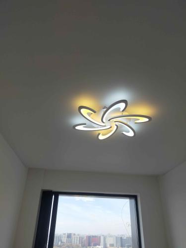 Установлено потолочное освещение, подключены провода, закреплена конструкция, проверена работа, обеспечена надежность крепления, обеспечен равномерный свет, завершена отделка.