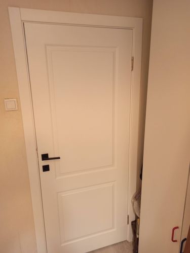 Установлен новый запорный механизм в полотне, выполнены точные вырезы для корпуса и ручки, закреплены элементы, обеспечена плавная работа, внешний вид сохранен.