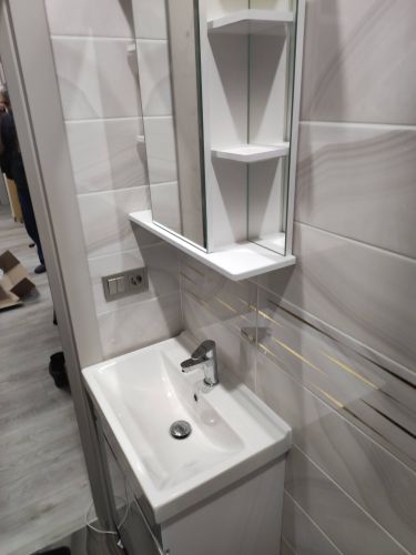 Установка комплекта: Тумба + Раковина + смеситель + зеркало