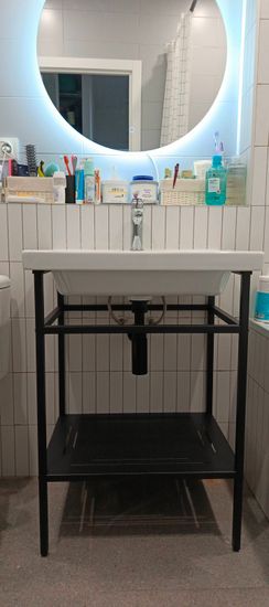 Установка раковины с тумбой