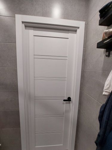 Установлена новая дверь: закреплена коробка, навешено полотно, врезаны петли, зафиксирована ручка, отрегулированы зазоры, обеспечена плавная работа.