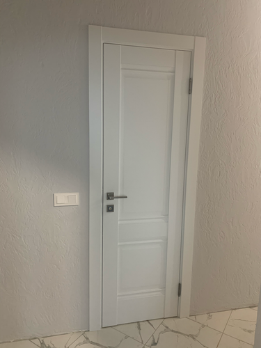 Установлены декоративные элементы вокруг входной конструкции. Завершена отделка проема, обеспечивающая гармоничный внешний вид и плавный переход между стеной и дверью.