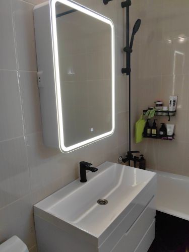 Установка комплекта: Тумба + Раковина + смеситель + зеркало