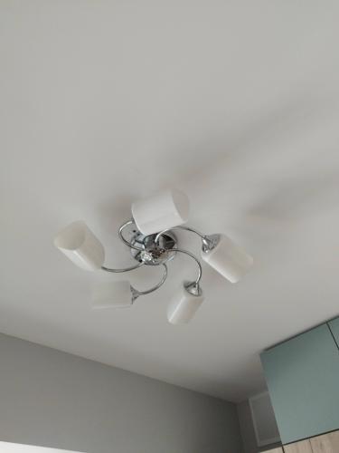 Завершена установка новых светильников в потолочный светильник. Старые элементы демонтированы, заменены на современные, обеспечивающие яркое освещение в помещении.