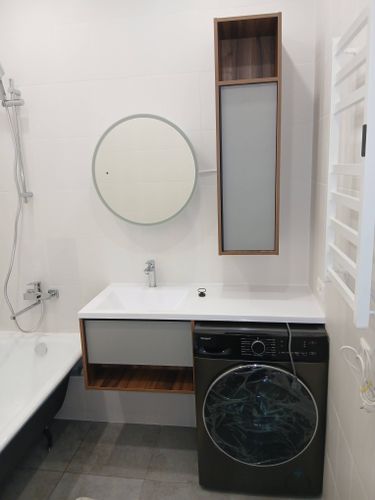 Установка отдельностоящей стиральной машины с подключением