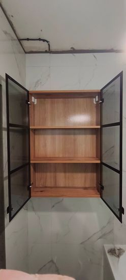 Установка комплекта: пенал + тумба +раковина + смеситель + зеркало