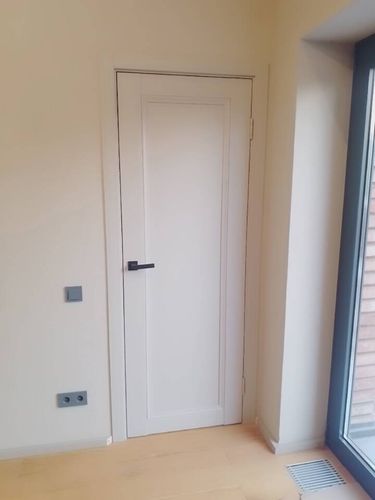 Установлена новая деревянная створка, закреплены петли, врезан замок, отрегулирована фурнитура, выполнена подгонка по проему, обеспечена плавная работа конструкции.