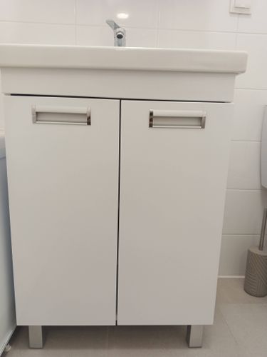 Установка комплекта: Тумба + Раковина + смеситель + зеркало