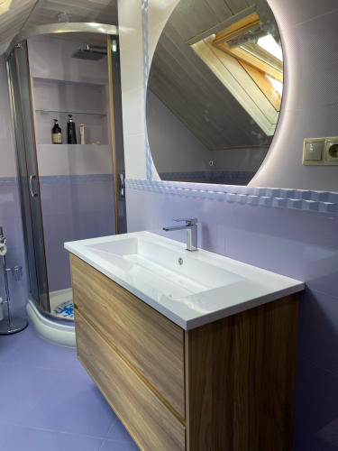 Установка комплекта: Тумба + Раковина + смеситель + зеркало