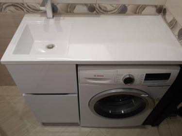 Установка комплекта: Тумба + Раковина + смеситель + зеркало