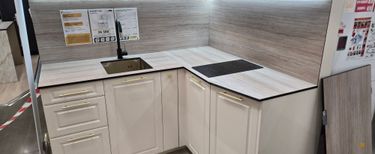 Установка и подключение интегрированной мойки Еврозапил столешницы из HPL/Массива Установка столешницы HPL