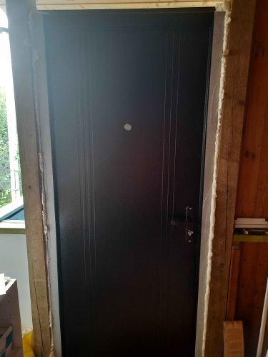 Установлена новая металлическая дверь, произведена регулировка петель, заменены замки, улучшена звукоизоляция, обновлены уплотнители, проверена надежность конструкции, выполнена отделка откосов.