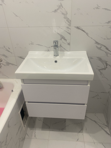 Установка комплекта: Тумба + Раковина + смеситель + зеркало