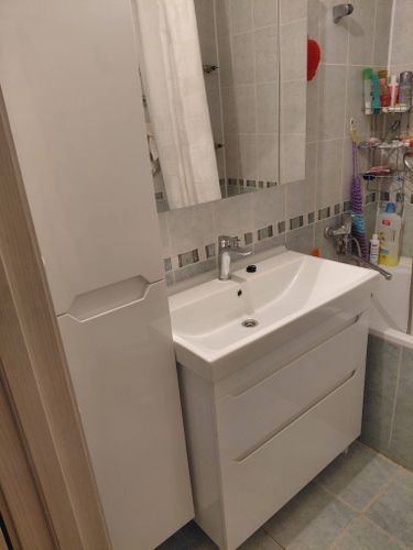 Установка комплекта: Тумба + Раковина + смеситель + зеркало