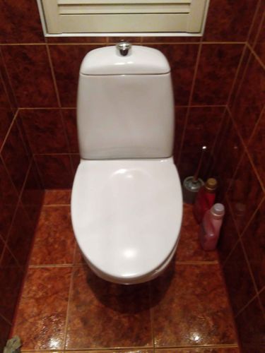 Установлен новый сливной механизм, заменены прокладки, отрегулирован уровень воды в бачке, проверена герметичность соединений, устранены протечки, очищены поверхности от налета.