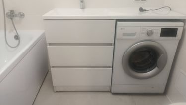 Установка комплекта: Тумба + Раковина + смеситель + зеркало