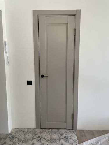 Установлена новая створка, закреплены петли, врезана ручка, отрегулированы зазоры, проверена плавность открывания, завершены отделочные работы, обеспечена надежная фиксация в проеме.