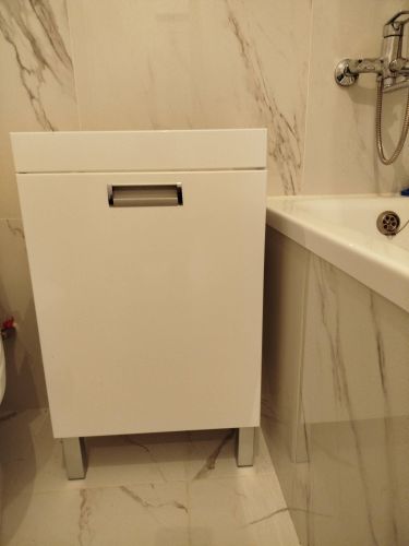 Установка комплекта: Тумба + Раковина + смеситель + зеркало