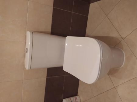 Установлен новый напольный унитаз, подключен к системе водоснабжения и канализации, проверена герметичность соединений, выполнена фиксация к полу, произведена регулировка бачка.